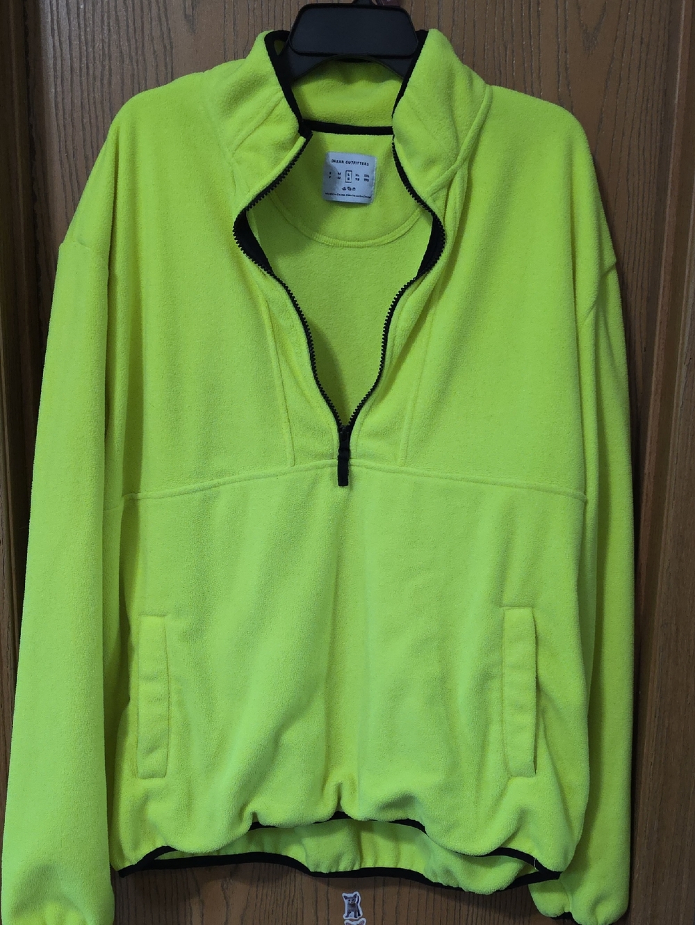 Urban Outfitters Neon Yellow Fleece Quarter-Zip Pullover